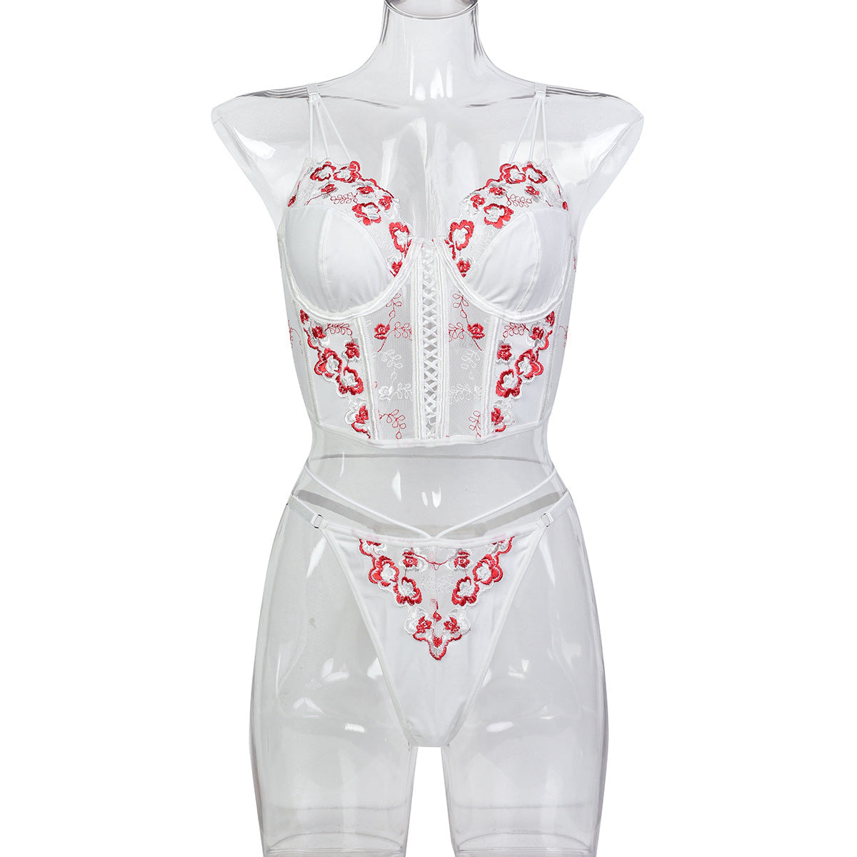 Floral Embroidery Heavy Work Crossed Complex