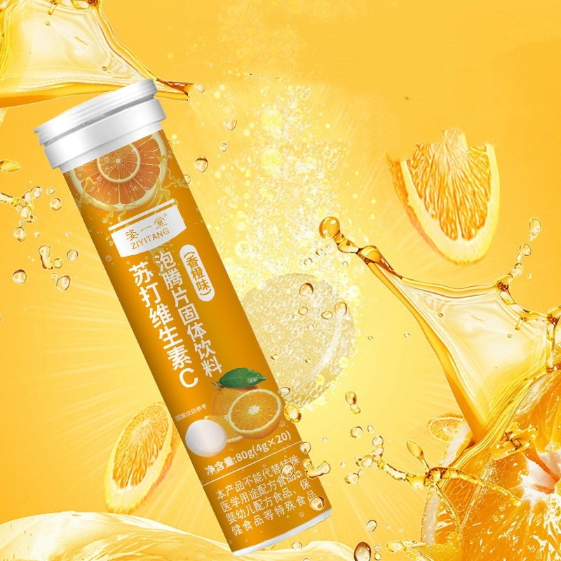 Soda Vc Effervescent Tablets Solid Beverage Orange Flavor