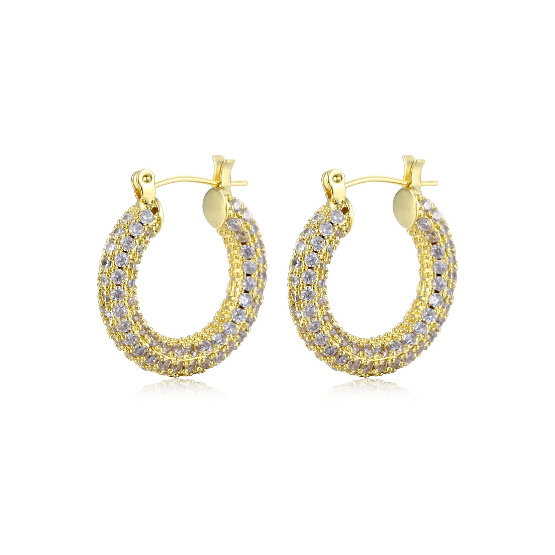 Ins Tide Personality Collection Circle Flash Diamond Earrings Micro-Set Zircon Earrings Net Red Temperament Hoop Earrings