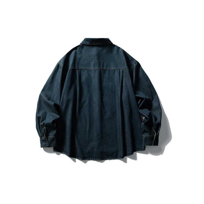 Washed casual denim shirt for men and women