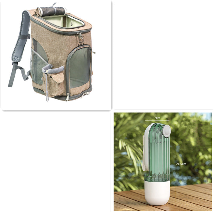 2 In 1 Pet Water Cup Segment Design Green Dog Walking Portable Drinking Cup
