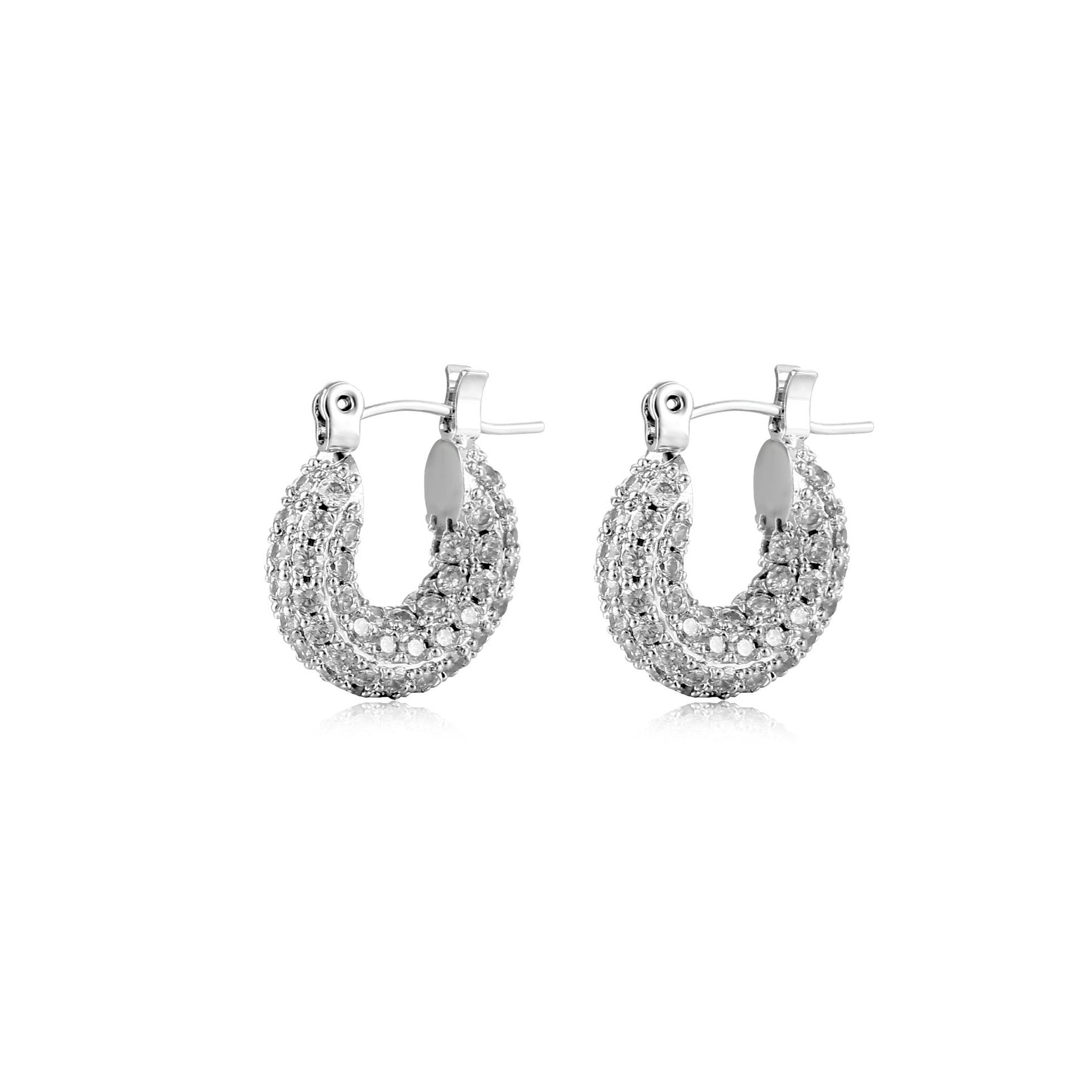 Ins Tide Personality Collection Circle Flash Diamond Earrings Micro-Set Zircon Earrings Net Red Temperament Hoop Earrings
