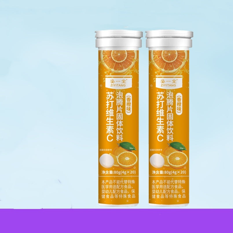 Soda Vc Effervescent Tablets Solid Beverage Orange Flavor