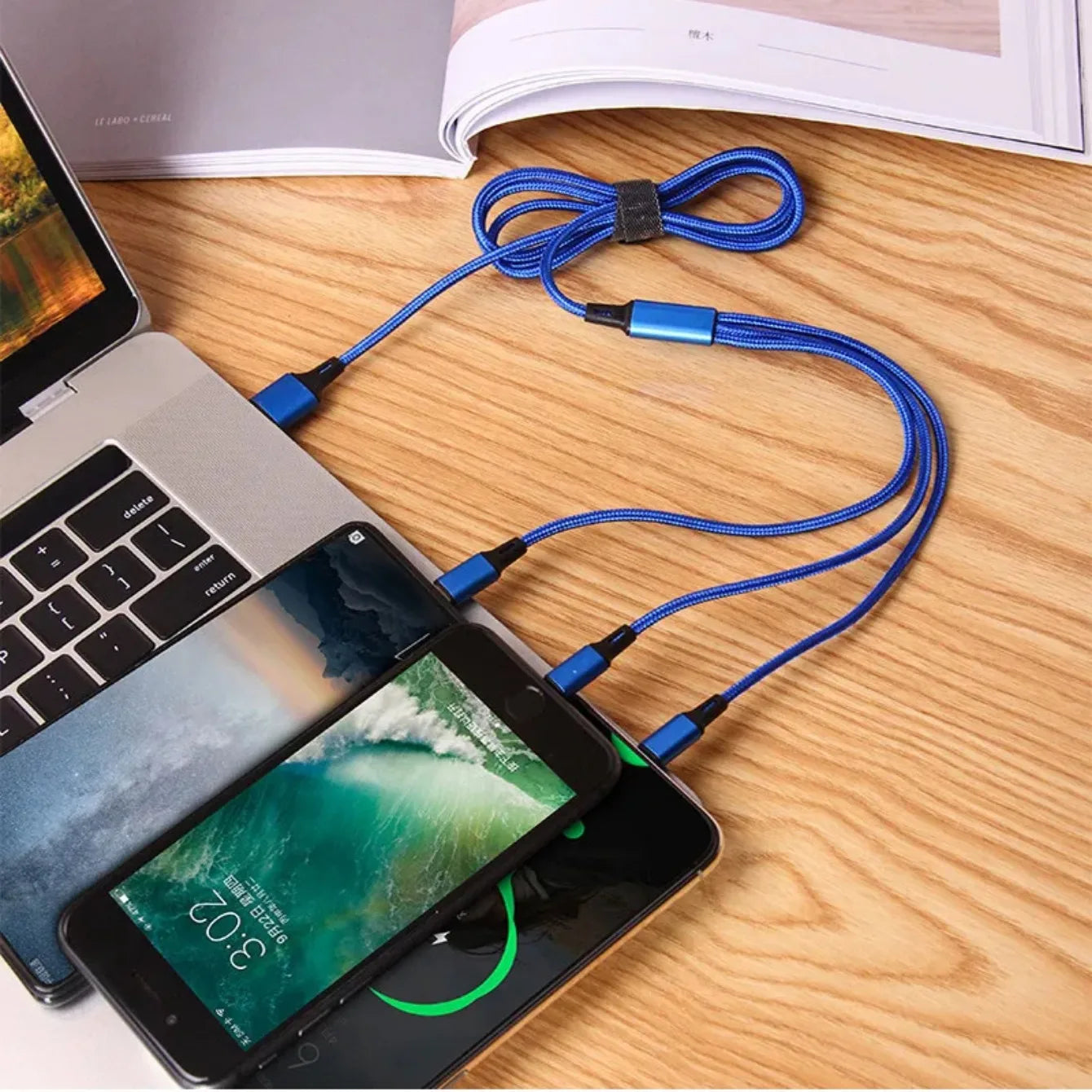 1.2M Charging Cable 3 In 1 USB Type C Charger Cord MultiPort