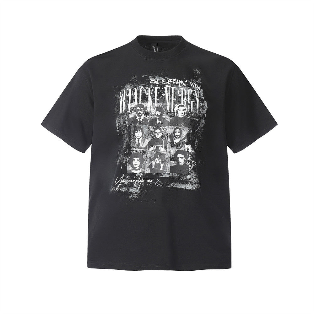 American Retro Portrait Print Short Sleeve T-Shirt