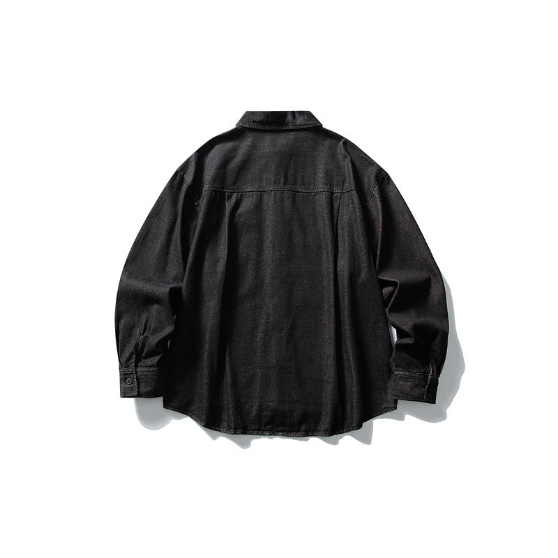Washed casual denim shirt for men and women