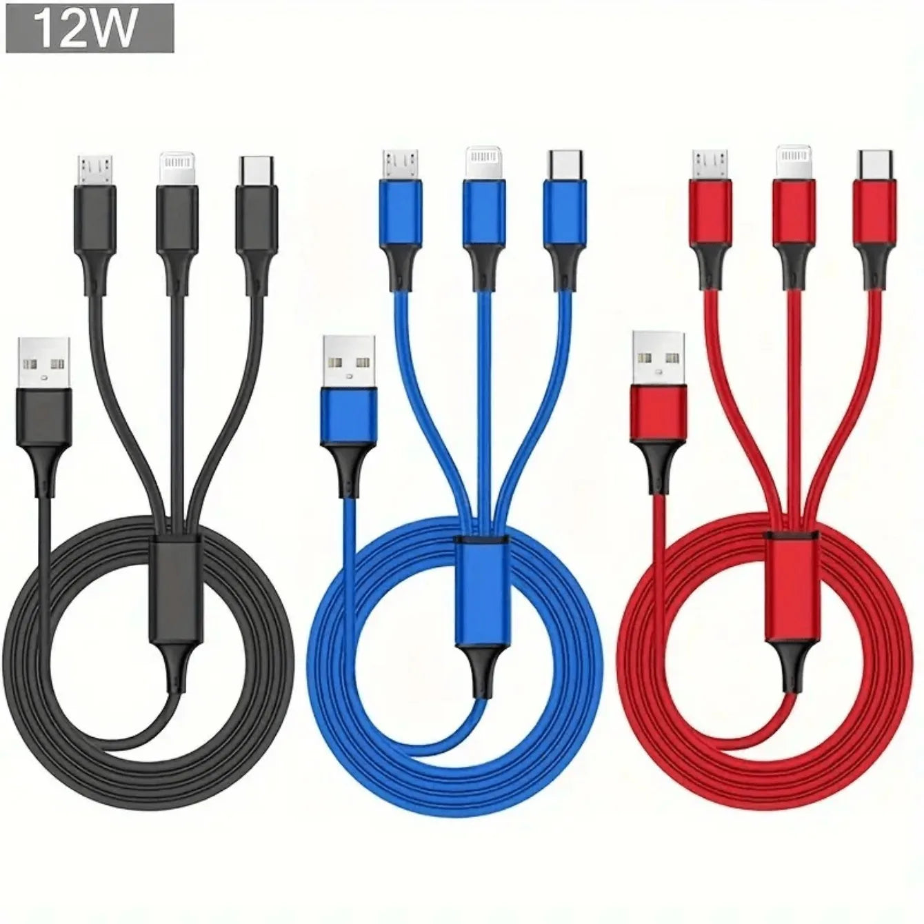 1.2M Charging Cable 3 In 1 USB Type C Charger Cord MultiPort