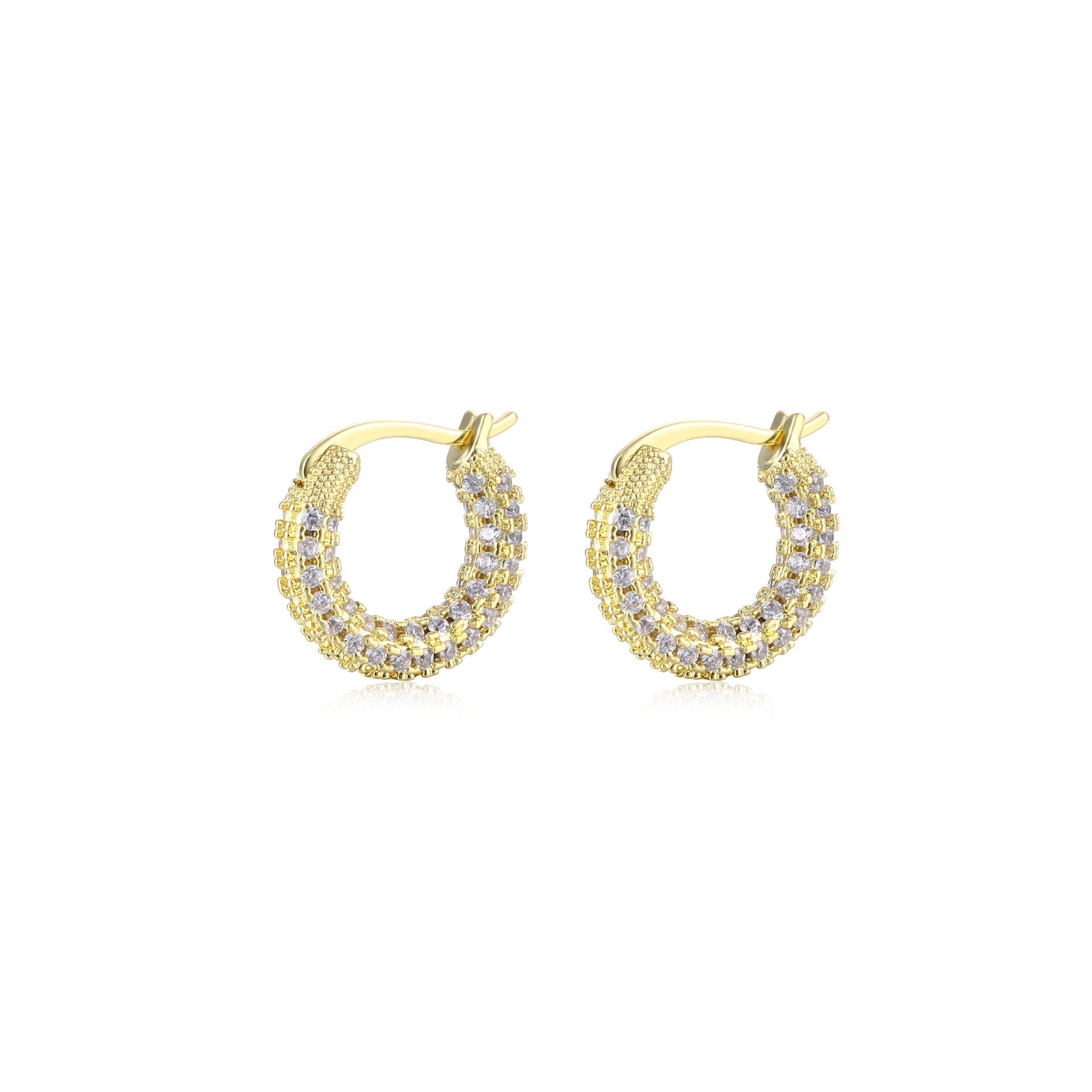 Ins Tide Personality Collection Circle Flash Diamond Earrings Micro-Set Zircon Earrings Net Red Temperament Hoop Earrings