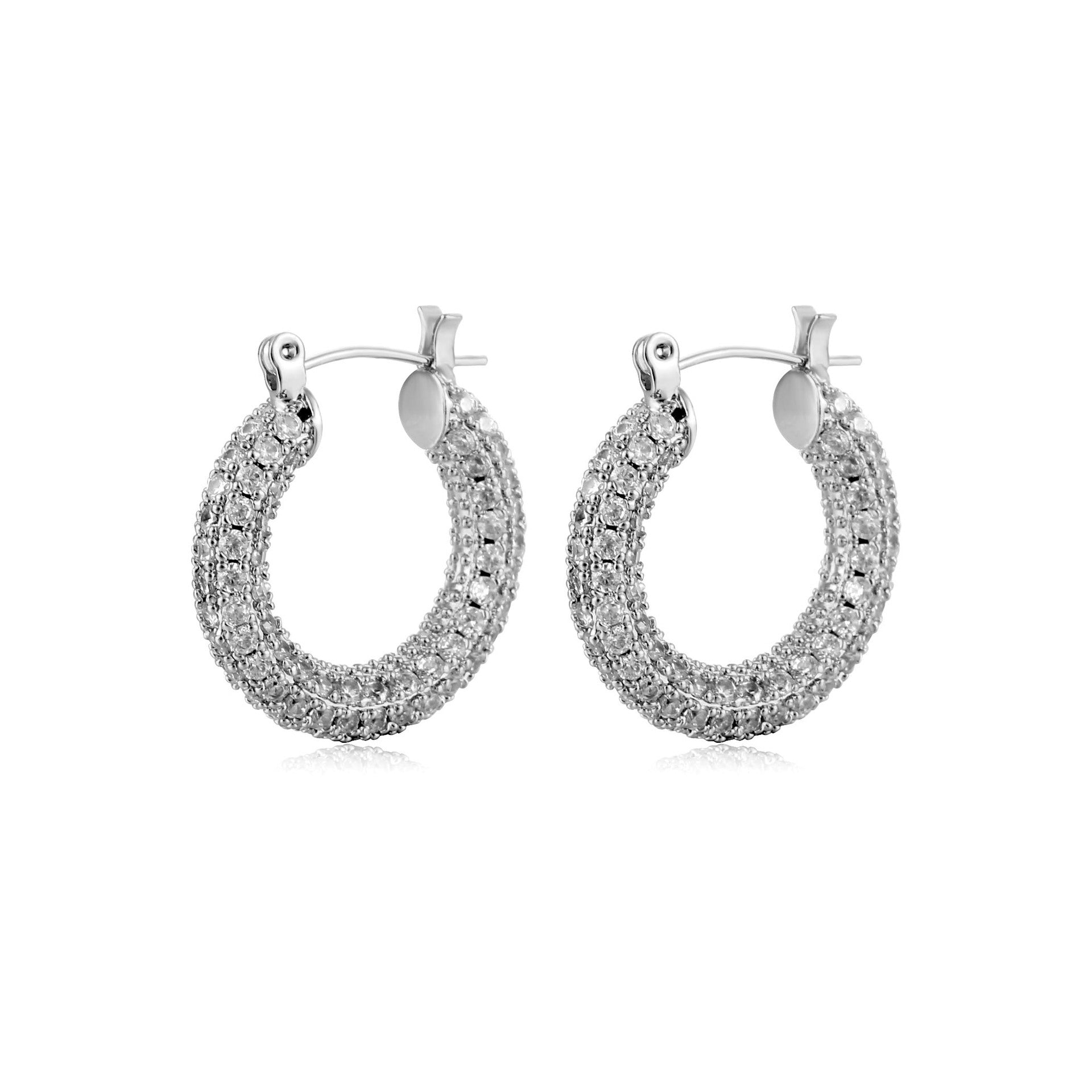 Ins Tide Personality Collection Circle Flash Diamond Earrings Micro-Set Zircon Earrings Net Red Temperament Hoop Earrings