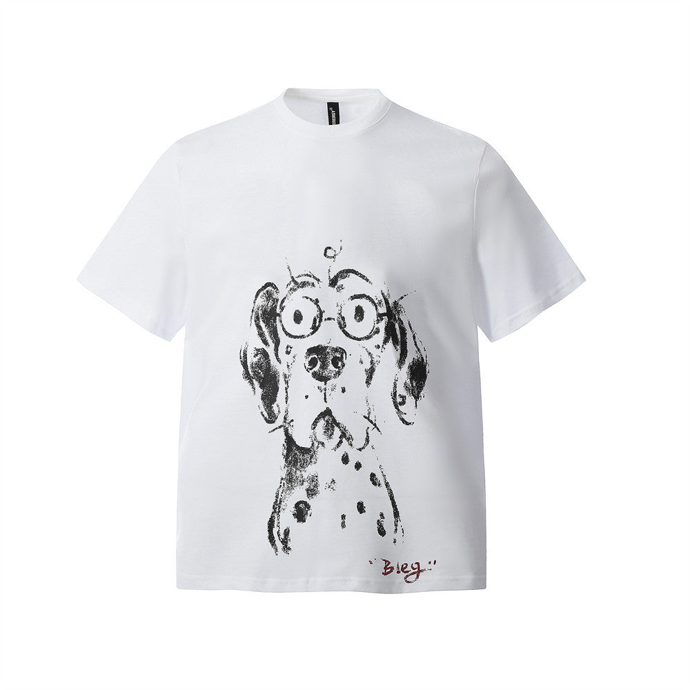 Cartoon Dog Print Short Sleeve T-Shirt for Men