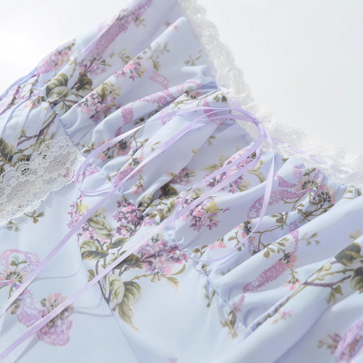 Waist collection printed patchwork lace short dress for women