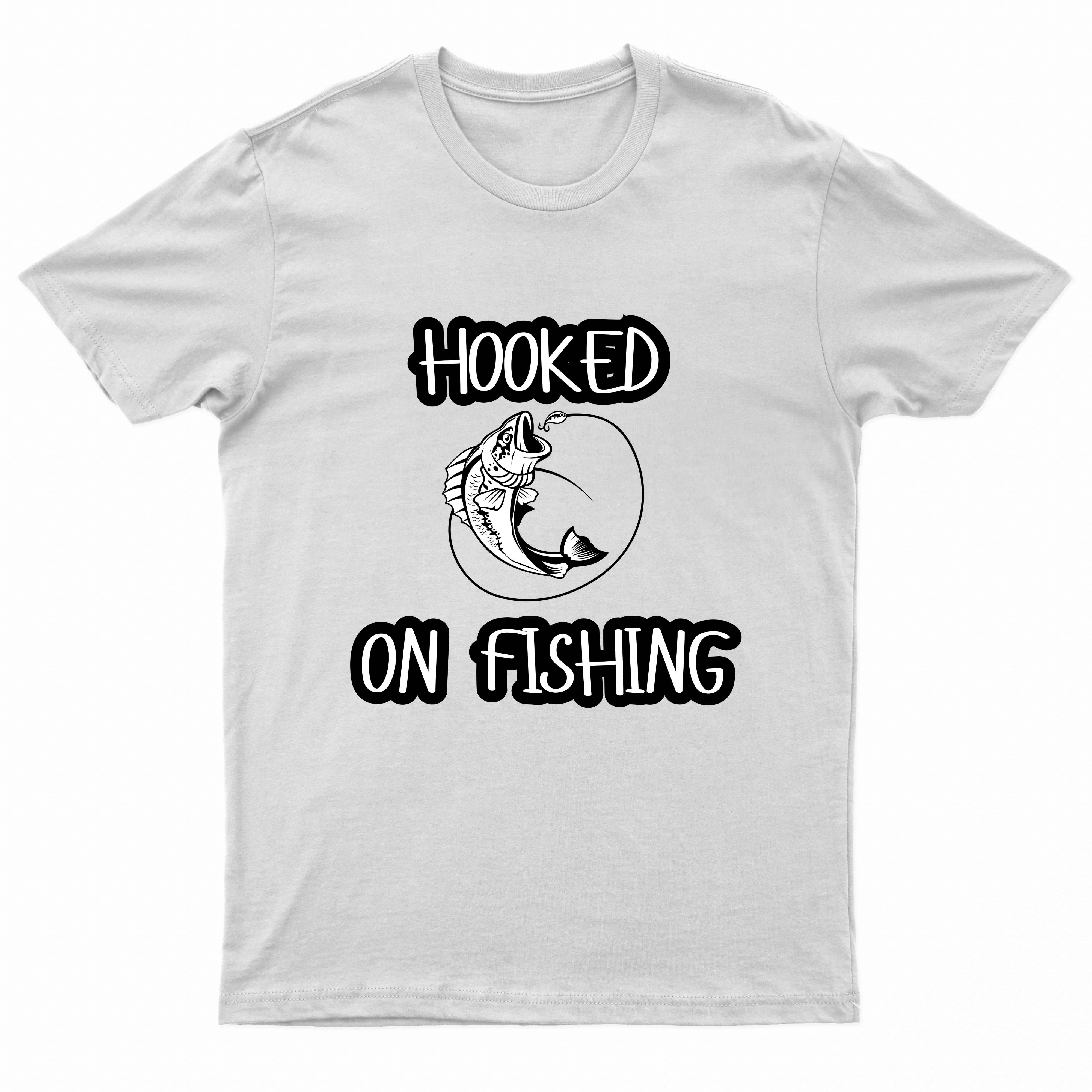 Adults Unisex Hooked on Fishing Printed T-Shirts-0