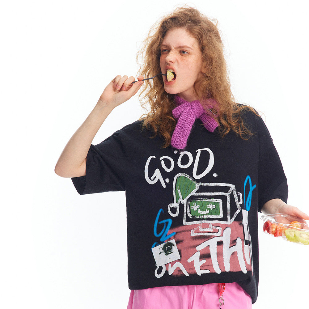 Graffiti Loose Top Summer Men And Women