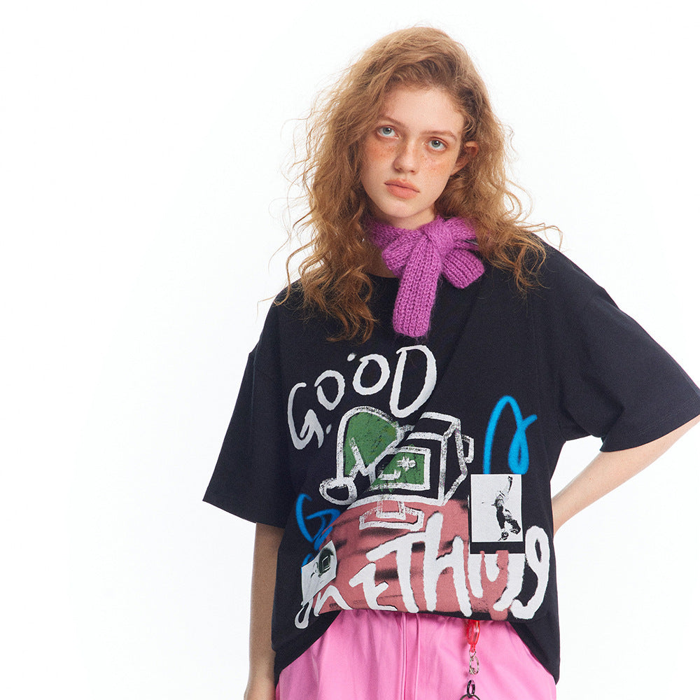 Graffiti Loose Top Summer Men And Women