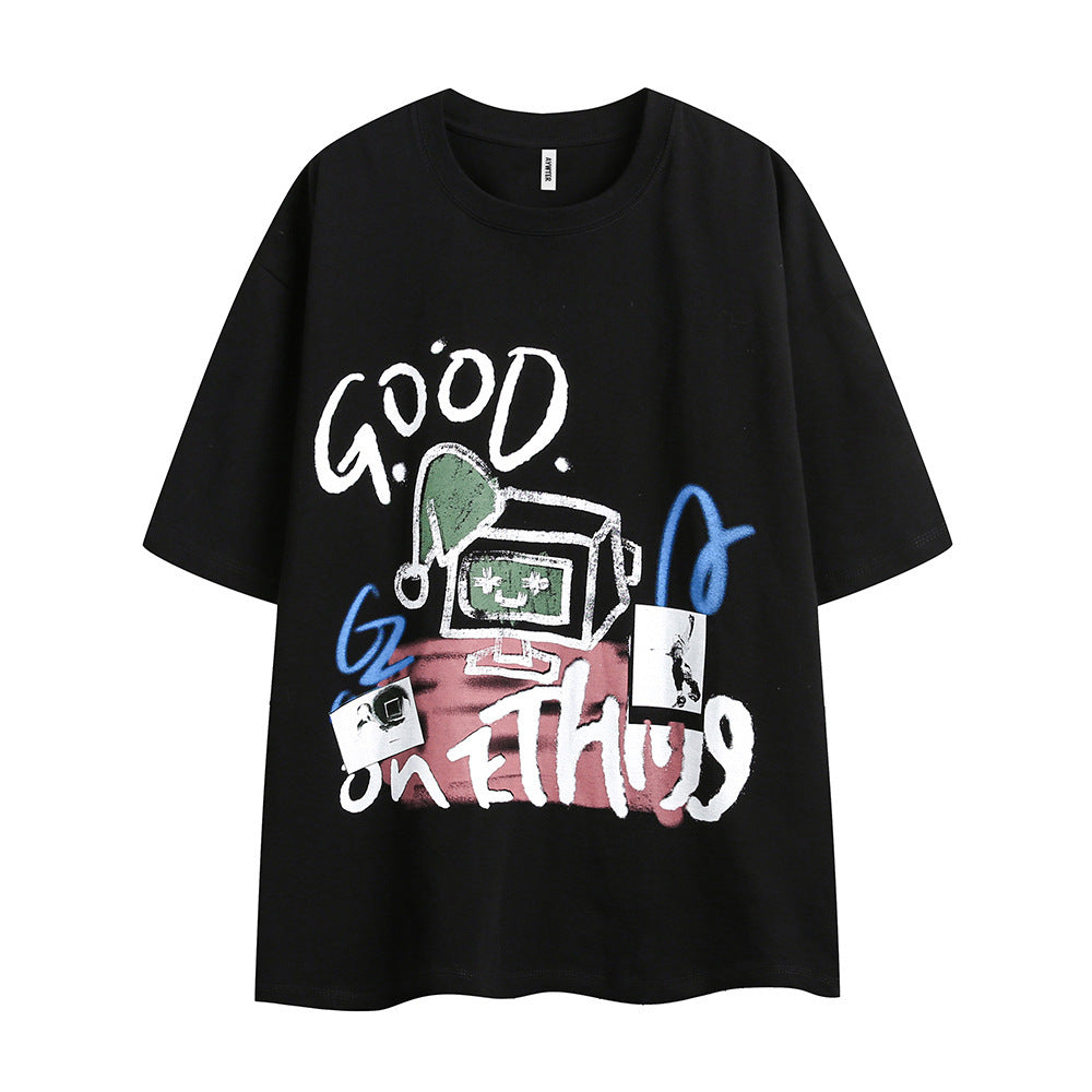Graffiti Loose Top Summer Men And Women